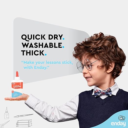 Liquid Glue (12 Pack) - 4 oz Washable School Glue, Bulk, Non-Toxic for Kids, for Slime, Arts and Crafts - by Enday