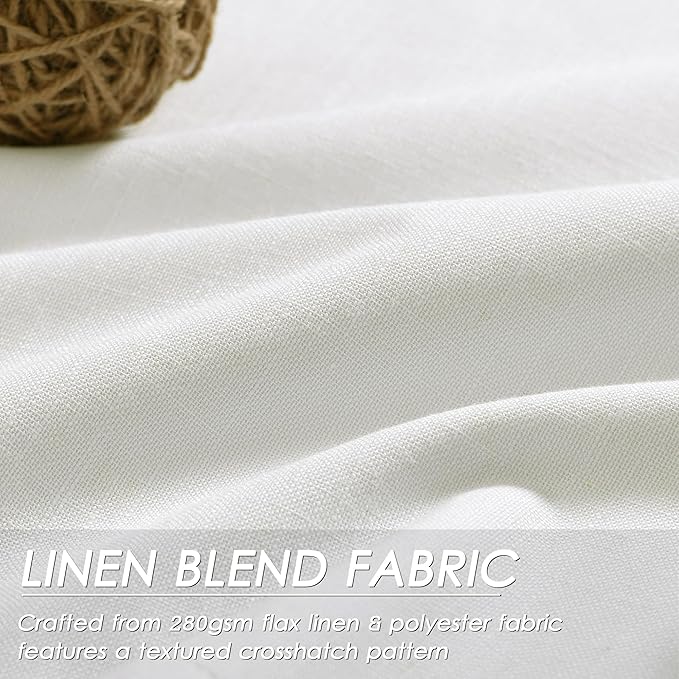 Nanspring Ivory Linen 100% Blackout Curtains 2 Panels Set Back Tab Rod Pocket Thermal Insulated Textured Black Out Curtains for Bedroom Living Room 52x98