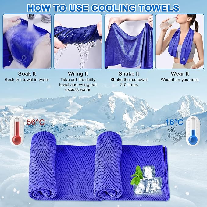 Sukeen Cooling Towel 20 Pack (40"x12") Ice Towel,Bulk Breathable Chilly Twoles,Microfiber Towel for Neck Face for Yoga,Sport,Running,Gym,Workout,Camping,Fitness,Travel & More Activities