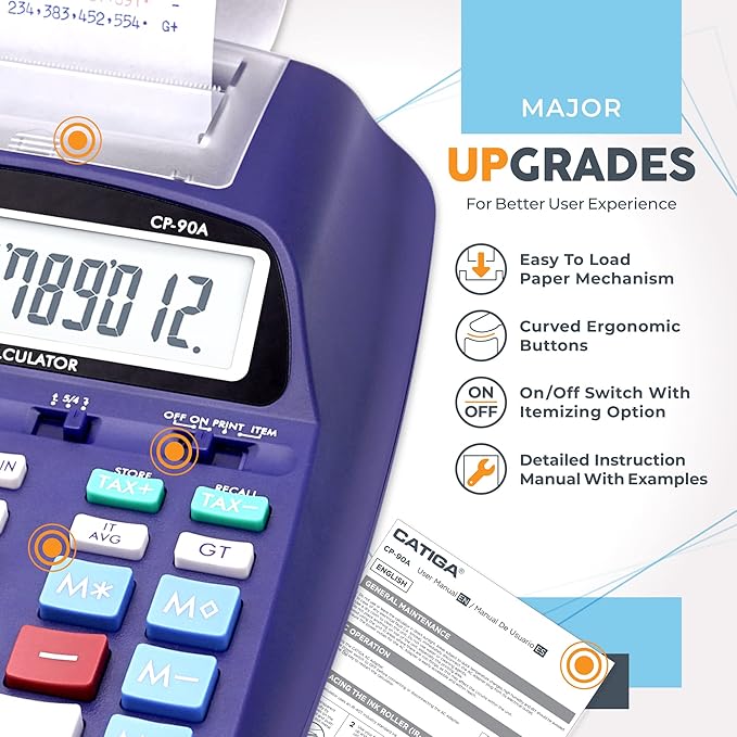 CATIGA New & Upgraded 2025 Printing Calculator Adding Machine 10 Key, Desktop Home Office Calculator with Paper Roll Print Out, Accounting Business Finance