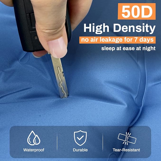 Double Sleeping Pad for Camping, Extra Thick 6 Inch Sleeping Mat Camping for 2 Person Self Inflating Camping Pad with Built-in Pillow & Foot Pump Inflatable Camping Mat for Backpacking Hiking Tents