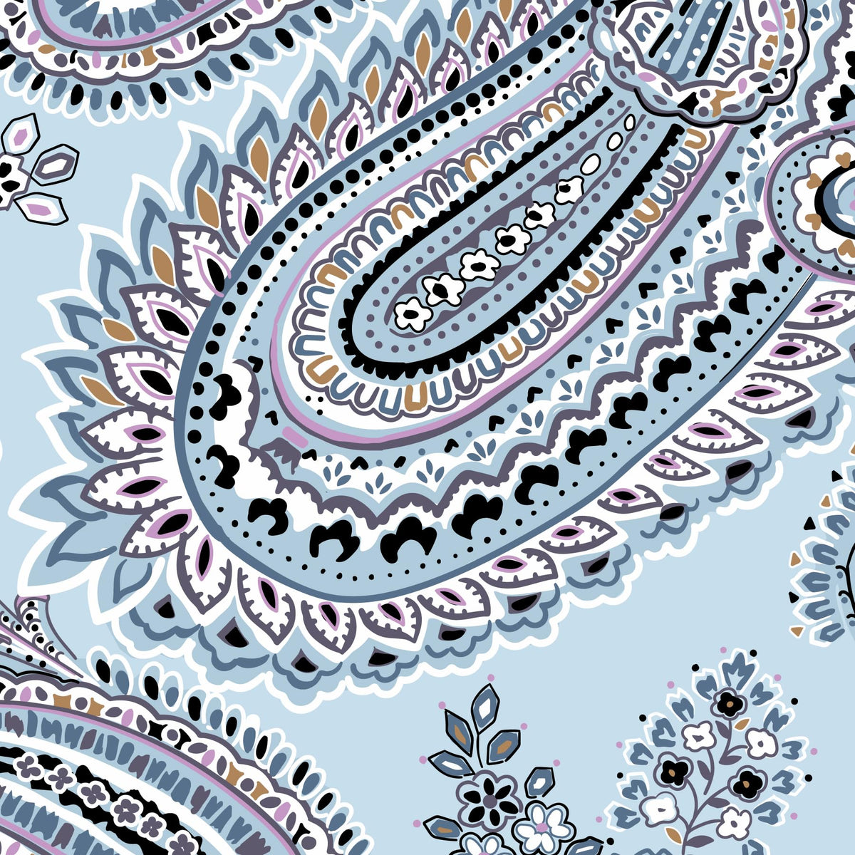 Vera Bradley Fleece Travel Blanket with Trolley Sleeve, Soft Sky Paisley