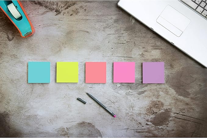 Post-it Super Sticky Notes, 24 Sticky Note Pads, 3 x 3 in., School Supplies, Office Products, Sticky Notes for Vertical Surfaces, Monitors, Walls and Windows, Supernova Neons Collection