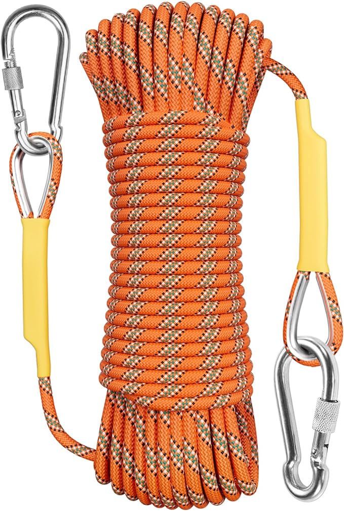 X XBEN Outdoor Climbing Rope 10M(32ft) 20M(64ft) 30M(96ft) 50M(160ft) 70M(230ft) 152M(500FT) 352M(1000FT) Static Rock Climbing Rope for Escape Rope Ice Climbing Equipment Fire Rescue Parachute