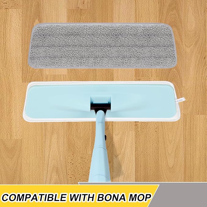 16.5 inch Reusable Mop Pads Microfiber Spray Mop Replacement Heads for Wet/Dry Mops Compatible with Bona Floor Care System (5 Pack)