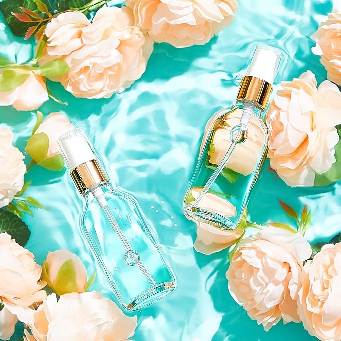 Tessco for you 20 Pcs 2 oz/60 ml Glass Spray Bottles Empty Perfume Atomizer Refillable Clear Decorative Empty Bottles with Fine Mist Sprayer Pump for Face Body Travel(Clear)