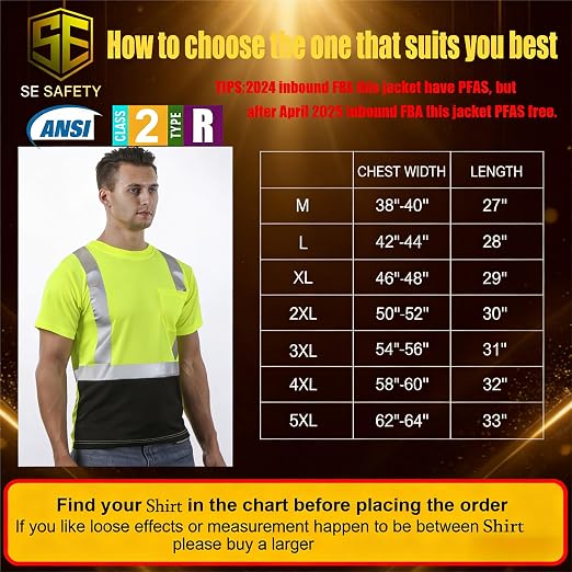 sesafety Hi Visibility Shirts for Men, Safety Shirts with Reflective Strips Class 2, Hi Vis Construction Work Shirt with Pocket Yellow 4XL