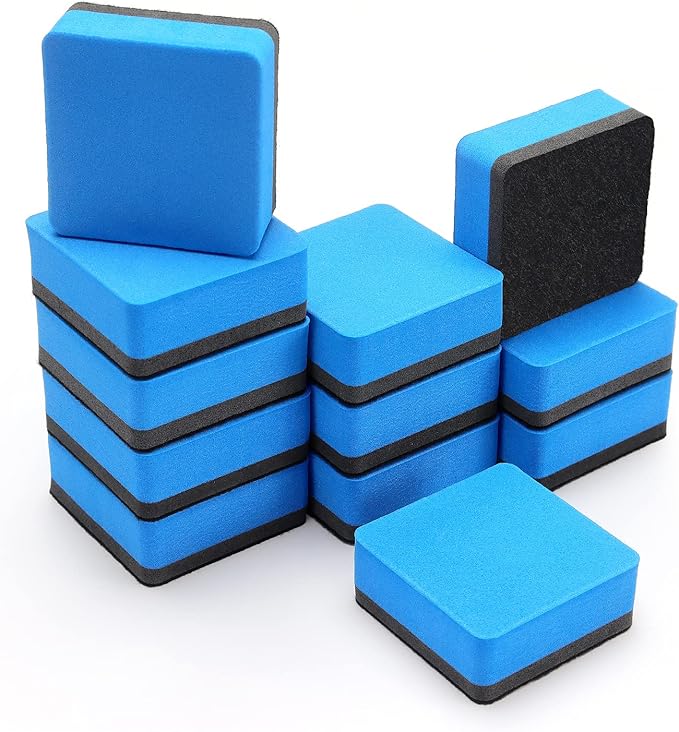 Tamaki 12 Pack Magnetic Whiteboard Eraser, Dry Eraser Board Erasers, Dry Erasers for White Board, Whiteboard Erasers for Kids Classroom, Blue