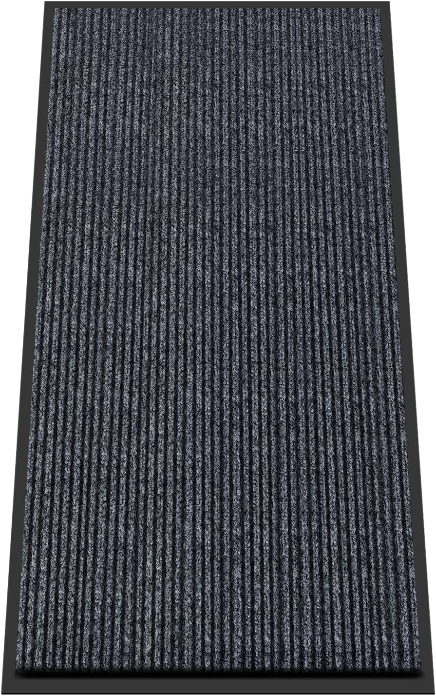 Kuyal Front Door Mat, 2'x4' Indoor Outdoor Entrance, Commercial Floor Inside Outside Entrance, Heavy Duty Durable Welcome Mat, Rubber Backing Non Slip Outdoor Rug for Entryway,Dark Gray