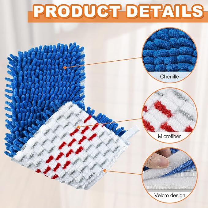 Microfiber Mops for Floor Cleaning, Flat Mop for Wet & Dry Use, Dust Mop for Hardwood Floors with 3 Reusable Pads for O Cedar Hardwood Floor 'N More 3-Action Mop and Extendable 58" Long Handle