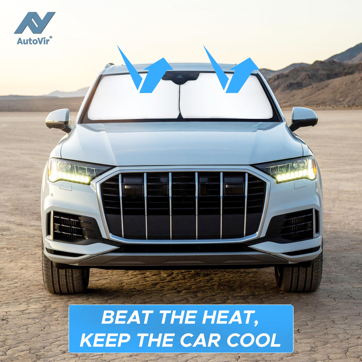Autovir Car Windshield Sun Shade Foldable | Front Windshield Shade for Sun, Heat and UV Rays | Sunshade for Car Front Window and Interior Sun Protection | Medium (28 x 31 inches)