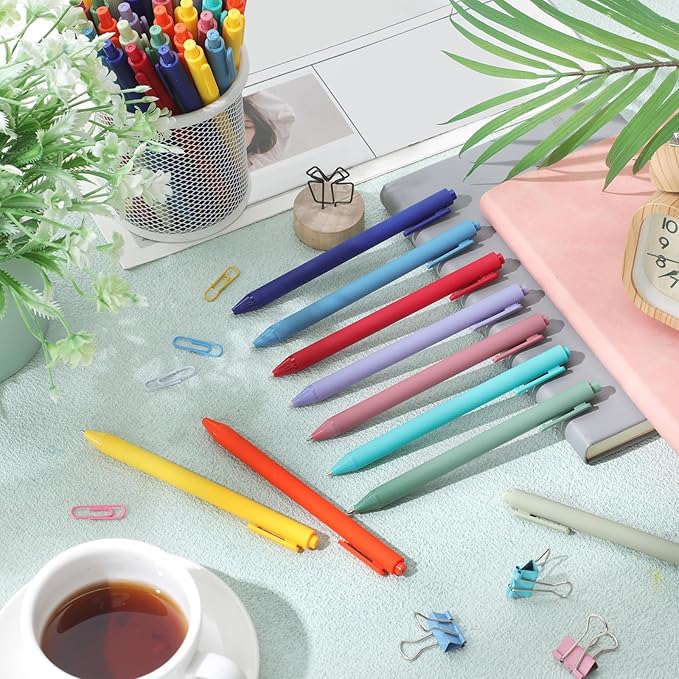 Crtiin 50 Pcs Gel Ink Pens Bulk Black Ink, Smooth Writing Cute Colorful Pens for Back to School First Day of School Teacher Student Server Office Supplies Staff Party Favor Gifts (Rainbow Colors)