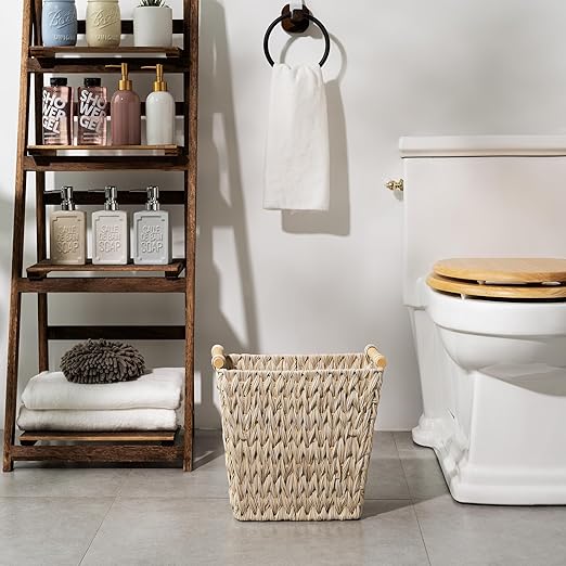 GRANNY SAYS Wicker Waste Baskets, Waterproof Bathroom Trash Can, Waste Basket for Bathroom, Decorative Bedroom Trash Can, 19 Liters/5 Gallons Wastebaskets with Handle, Garbage Can for Office, 2 Pack