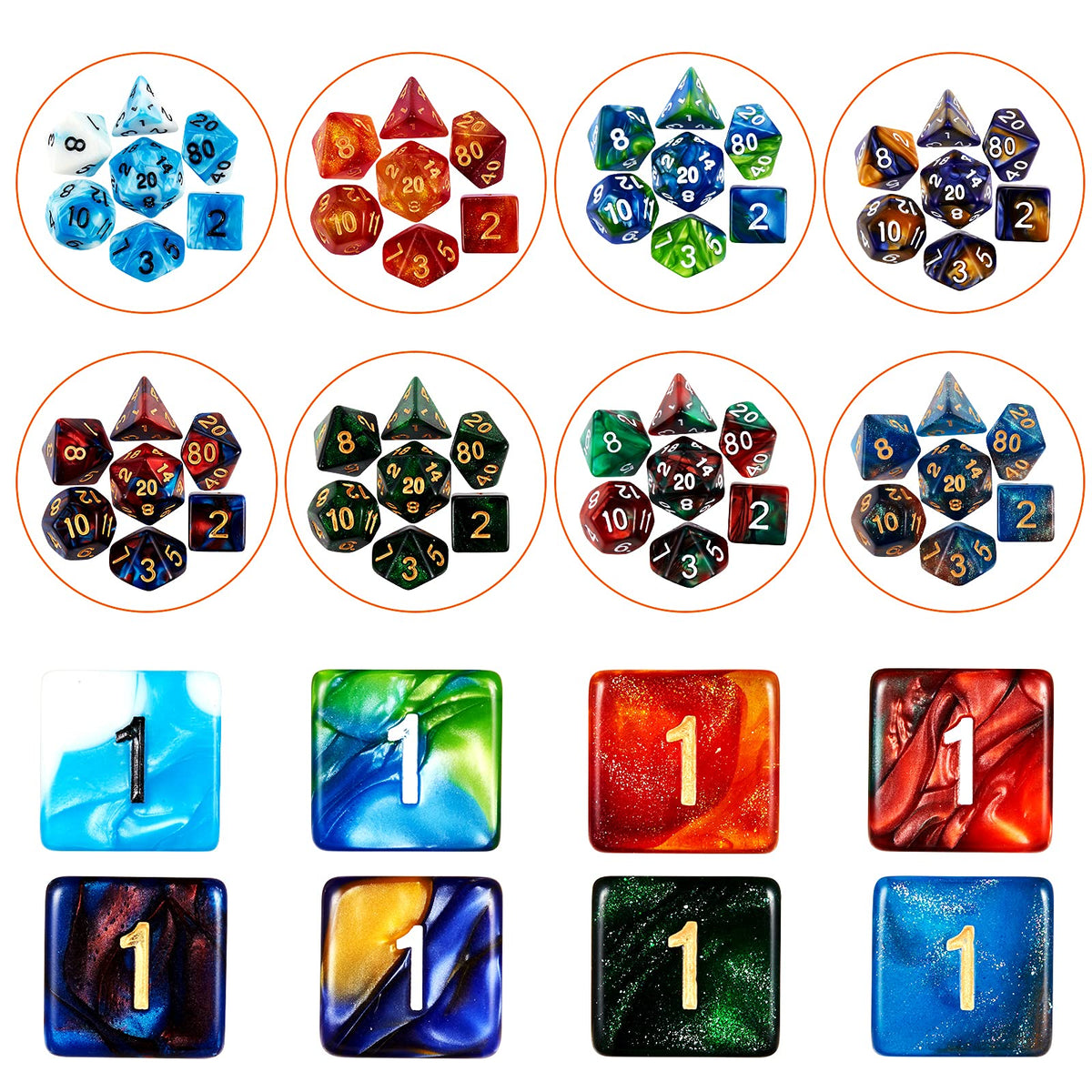 Coyeekn DND Dice Set, 25 x 7 (175 Pieces) Polyhedron Dice 25 Colors Dice for Dungeons and Dragons Tabletop Role-Playing Games with 1 Large Flannel Bag