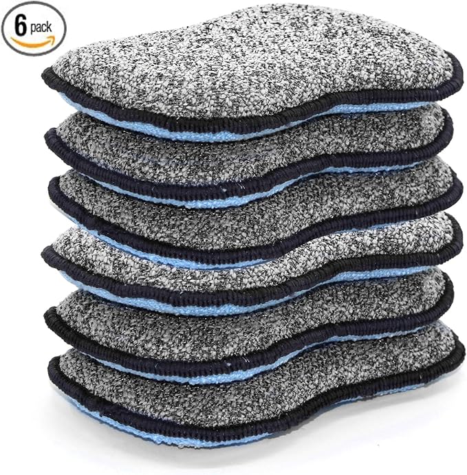 Multi-Purpose Scrub Sponges for Kitchen by Scrub- it - Non-Scratch Microfiber Sponge Along with Heavy Duty Scouring Power - Effortless Cleaning of Dishes, Pots and Pans All at Once(6 Pack, Large)