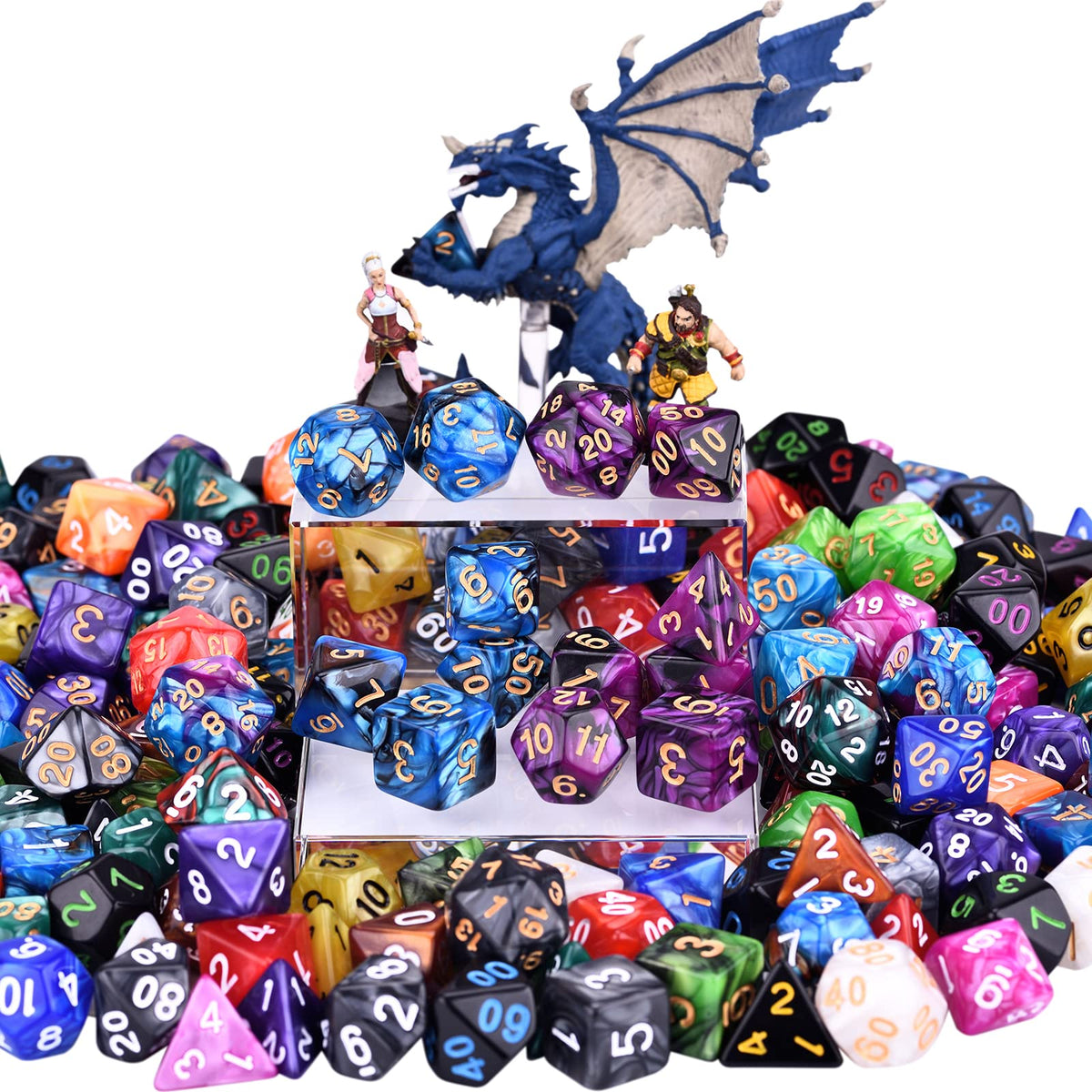 Amiven DND RPG Dice Sets 30 x 7 Polyhedral Dice (210pcs) for Dungeons and Dragons Tabletop Role Playing Adventure Games, with a Large Drawstring Bag