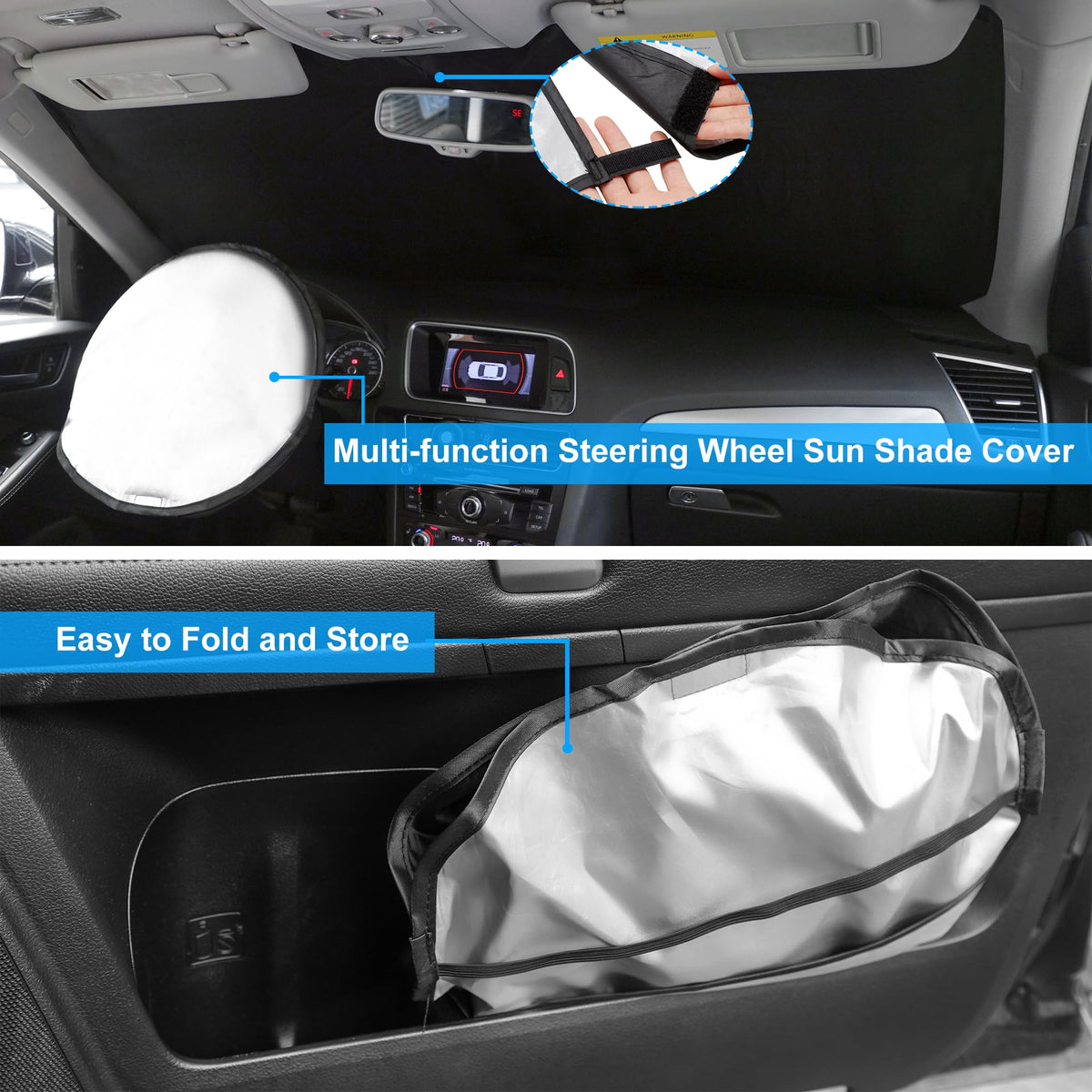 Windshield Sun Shade Custom Fit 2018-2024 Toyota Camry LE XLE Hybrid SE XSE Sedan Accessories Front Foldable Window Sunshade