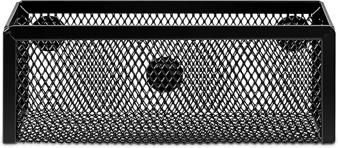 Amazon Basics Magnetic storage Bins, Office Caddy Storage, Black, Pack of 3, 6" x 2.5" x 2.2"