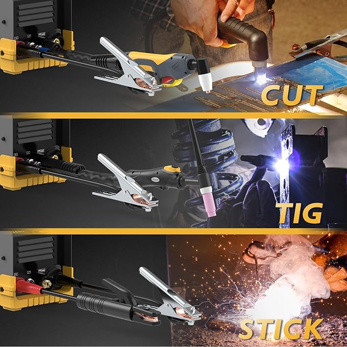 TOOLIOM 3 in 1 Cut/TIG/Stick Welder 50A Air Plasma Cutter 200A TIG and 200A Stick Welder Portable Welding Machine Dual Voltage 110&220V