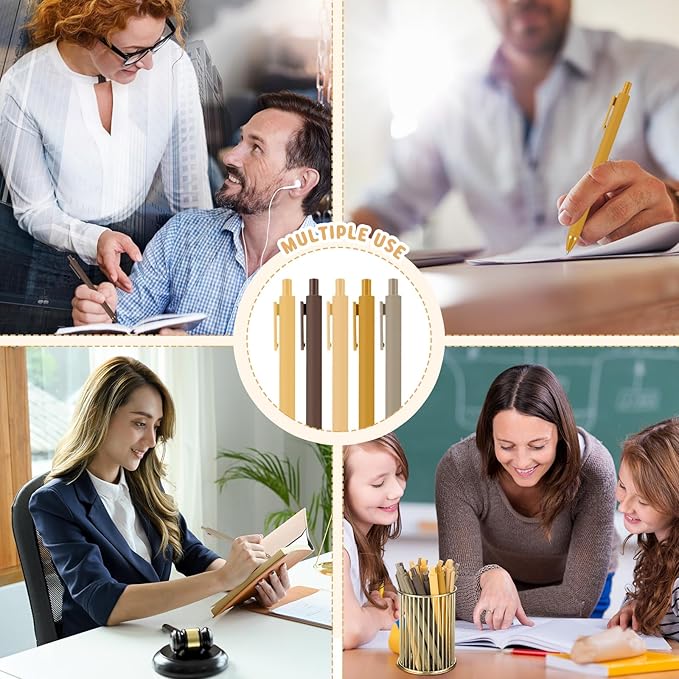 50 Pcs Ballpoint Pens Bulk Retractable Writing 1. 0 mm Black Ink Cute Pens Smooth Writing Color Fancy Gift for Teacher Student Employee Office School Home Baby Shower Supplies (Brown Series)