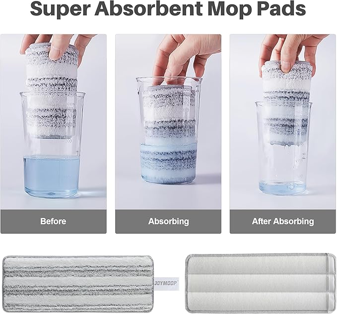 JOYMOOP Flat Mop Pads, Microfiber Mop Cleaning Pads, Washable Pads, Pads Replacement Flat Mop or Mop Bucket Set, Pack of 50 Refills 13inch - Grey and Stripe
