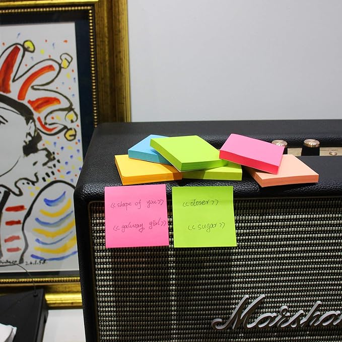 Sticky Notes 3x3 Inches,Bright Colors Self-Stick Pads, Easy to Stick for Home, Office, Notebook, 24 Pads/Pack