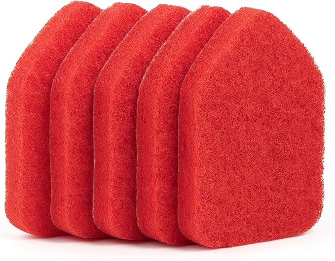 Replacement Scrubber Refill for Moku Home Extendable Tub Tile Shower Brush for Cleaning Non-Scratch (5X Scrubber Sponge Red)