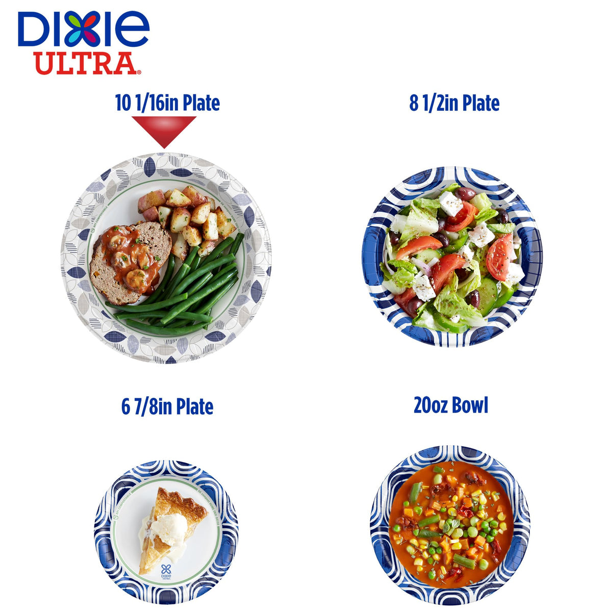 Dixie Ultra, Large Paper Plates, 10 Inch, 172 Count, 3X Stronger*, Heavy Duty, Microwave-Safe, Soak-Proof, Cut Resistant, Disposable Plates For Heavy, Messy Meals