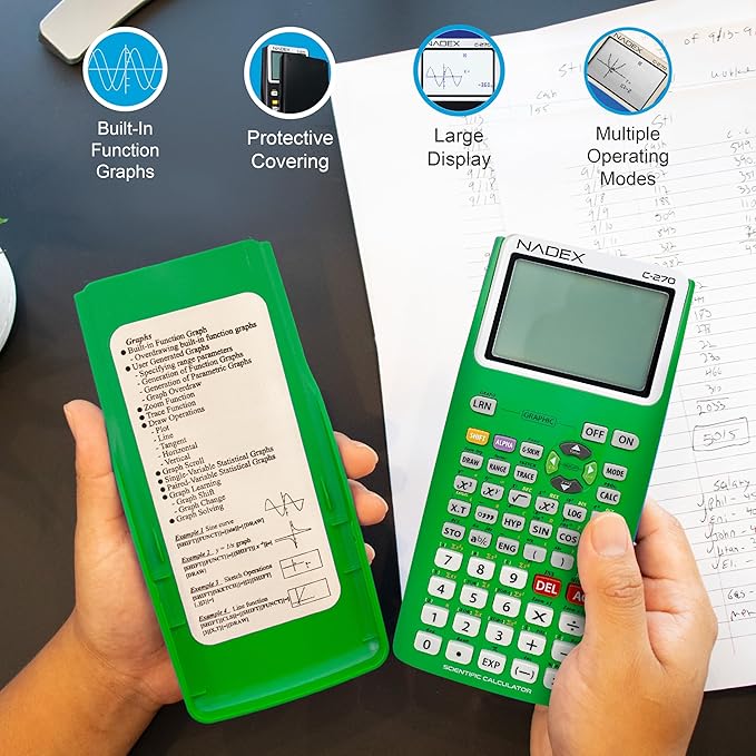 Scientific Calculator with Graph Functions for College and High School Students, Engineering, Advanced Mathematics, Calculus, Algebra, Geometery, Trigonometry, Statistics, Physics, Chemistry, Green