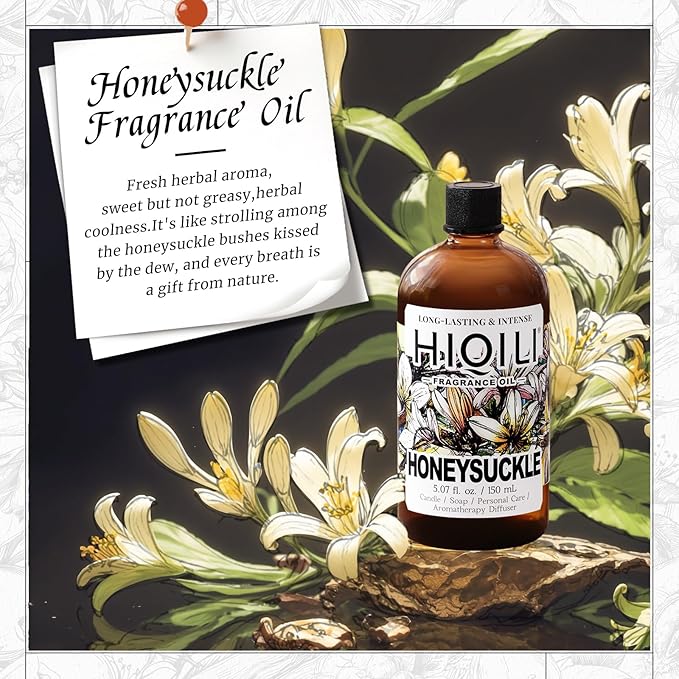 HIQILI Honeysuckle Fragrance Oil for Home Diffuser, Perfect for Candle & Soap Making, Relaxation, Beautiful Gifts - 5.07 Fl Oz