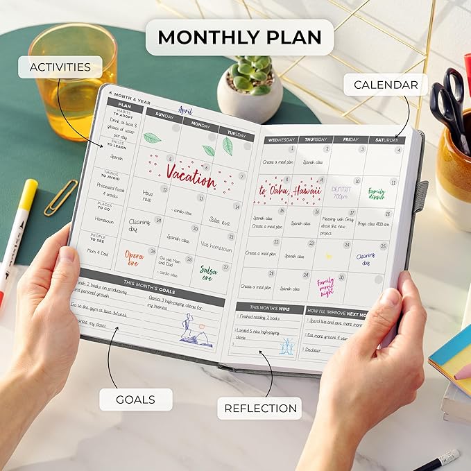 Clever Fox Daily Planner – Undated Planning Notebook with Hourly Schedule & To-Do List – Personal Day Task & Work Organizer, 6 Months (Gray)