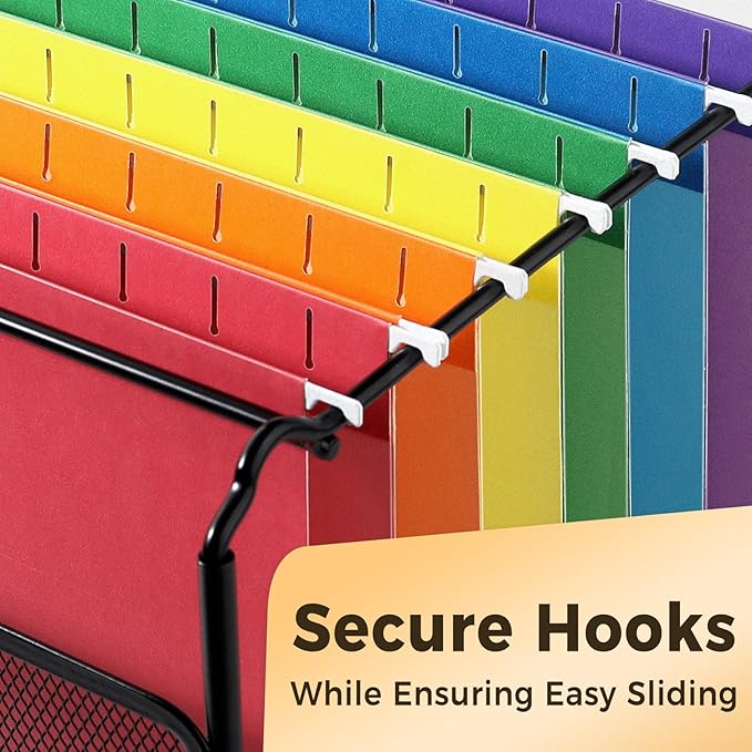SUNEE Hanging File Folders, 50 Pack Letter Size Hanging File Folders with 1/5-cut Tabs, Stay Organized for Your Home and Office Bulk File, Documents and Paper,10 Assorted Colors
