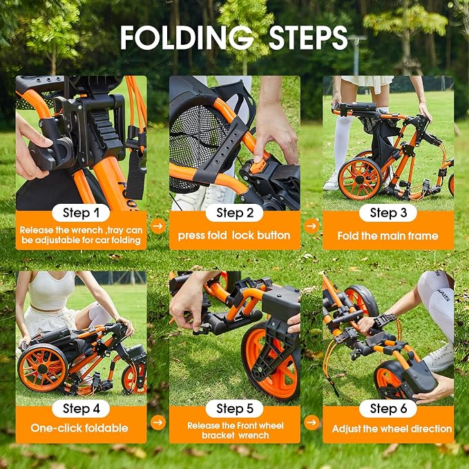 FLAGTAG Golf Push Cart 3 Wheel with 360 Swivel Front Wheel,Lightweight and Foldable Walking Golf Cart，One-Click Foldable,with Foot Brake