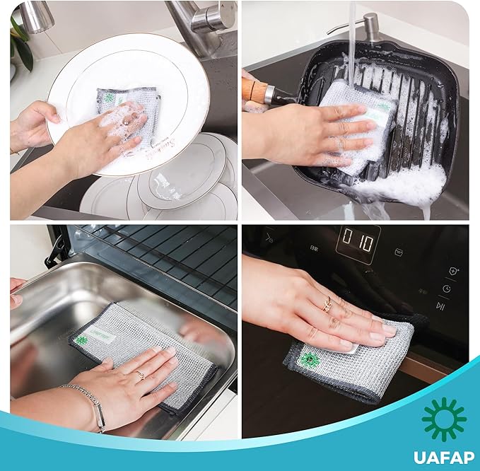 12 PCS Non Scratch Wire Dishcloth, Cleans Fast Without Scratching, Stands Up to Stuck-on Grime, Multi-Surface Safe, Wire Dishwashing Rag Cleaning Power for Everyday Jobs 7.87“ x 7.87”