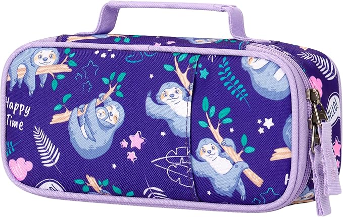 Choco Mocha Sloth Pencil Case for Girls, Soft Pencil Case Kids Pencils Pouch for Kindergarten Girls, Purple