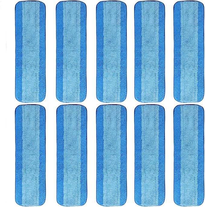 10 Pack Microfiber Cleaning Pads for Bona Mop, Reusable Microfiber Mop Pads for 18 Inch Mop, Hardwood & Hard Surface Floors Replacement Cleaning Mop Pads, Machine Washes