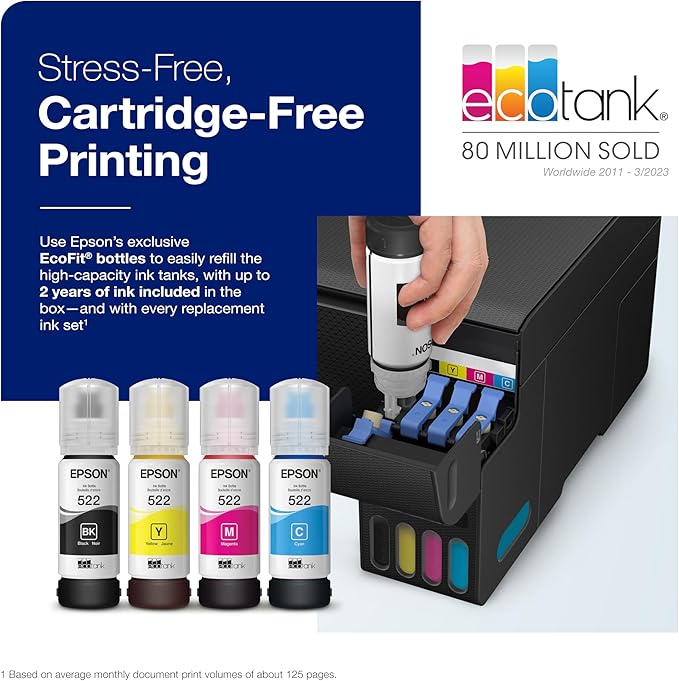 Epson® Workforce® Pro WF-4820 Wireless All-in-One Printer and EcoTank ET-2400 Cartridge-Free Supertank Printer Bundle