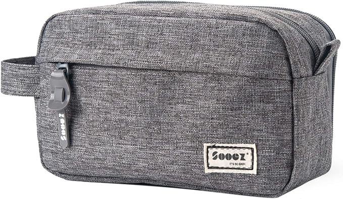 Sooez High Capacity Pencil Case, Big Pencil Bag Pouch Box Organizer Pen Case, Portable Journaling Supplies with Easy Grip Handle & Loop, Asthetic Supply for Girls Adults, Grey