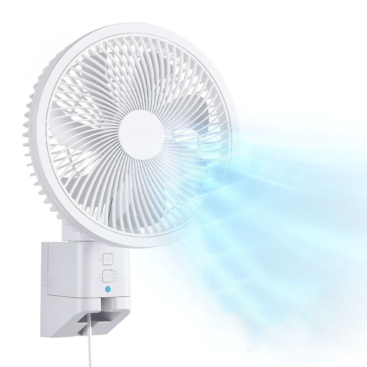8.5 in Wall Mount Fan, Oscillating Hanging Fan with Remote Control, 10 ft Powerful Airflow, DC Motor, 4 Speeds & Timer, Auto 90° Horizontal & Manual Vertical Tilt, Ideal for Home, Office, RV