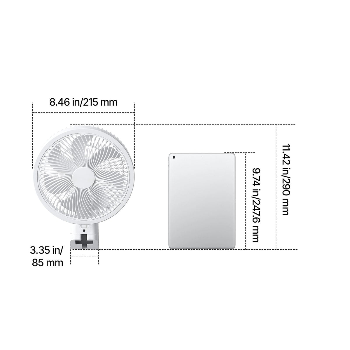 8.5 in Wall Mount Fan, Oscillating Hanging Fan with Remote Control, 10 ft Powerful Airflow, DC Motor, 4 Speeds & Timer, Auto 90° Horizontal & Manual Vertical Tilt, Ideal for Home, Office, RV
