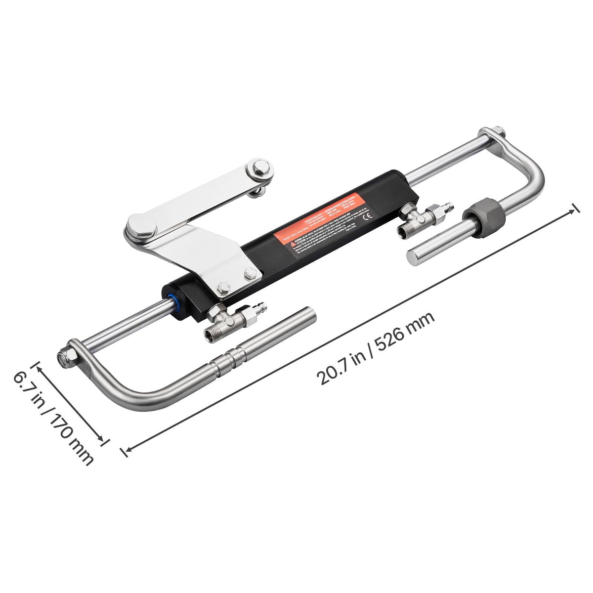 90HP Hydraulic Outboard Steering Kit, Marine Boat Hydraulic Steering System with 13.5-inch Steering Wheel, Helm Pump, Hydraulic Cylinder & 2PCS 26FT Hoses for Single Station Single-Engine Boats