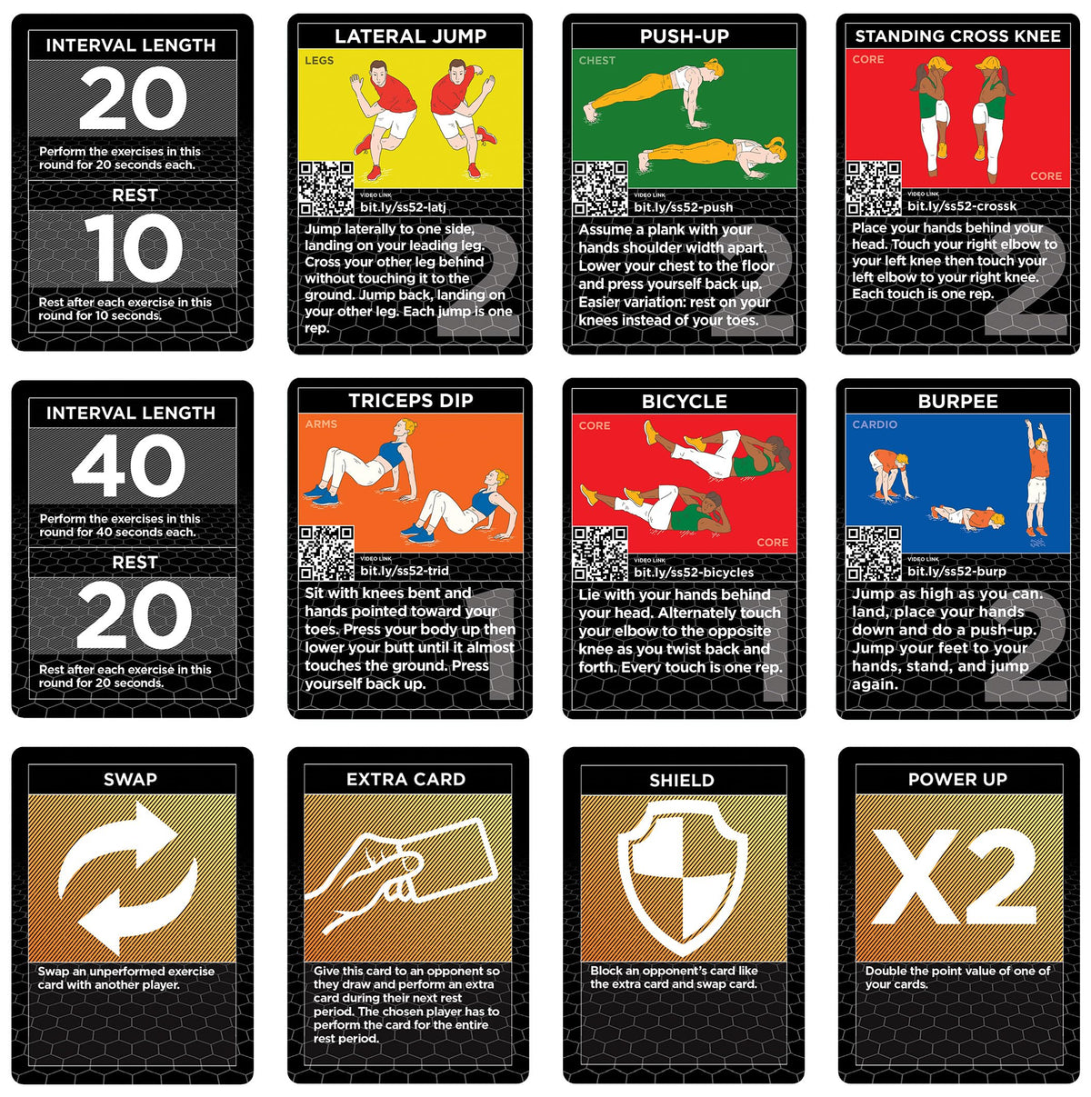 Stack 52 HIIT Interval Workout Game. Designed by Military Fitness Expert. Video Instructions Included. Bodyweight Exercises, No Equipment Needed. Fun and Motivating Training Program.