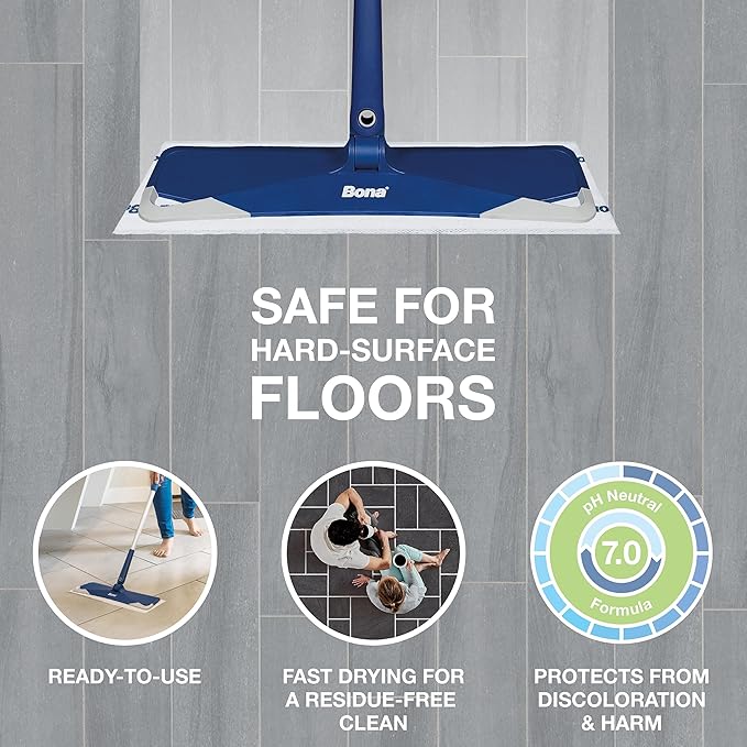 Bona Multi-Surface Floor Disposable Wet Cleaning Pads - 12-Pack - Residue-Free Floor Cleaning Solution for Stone, Tile, Laminate, and Vinyl Floors