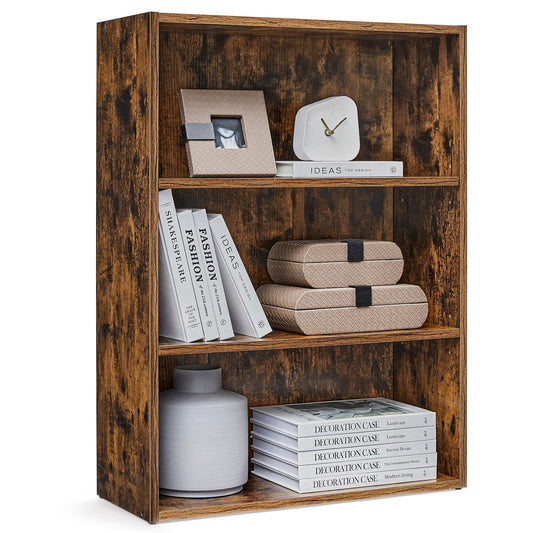 VASAGLE CUSTOS Collection - Bookshelf, 3-Tier Bookcase, Book Shelf, Open Storage Shelf, 9.4 x 23.6 x 32 Inches, for Living Room, Home Office, Dinning Room, Rustic Brown ULBC163X01