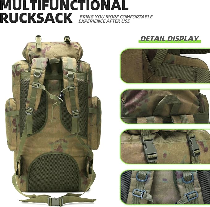 King'sGuard 100L Camping Hiking Backpack Molle Rucksack Military Camping Backpacking Daypack