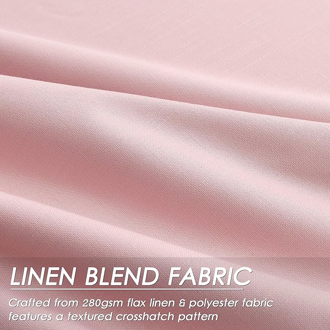 Pink Linen Curtains 90 inch Length 2 Panels Set for Bedroom Thermal Insulated 100% Blackout Linen Drapes Back Tab Neutral Rustic Modern Farmhouse Room Darkening Curtain 52x90