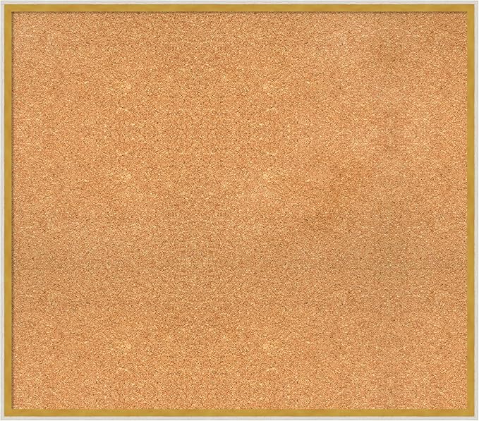 Amanti Art Natural Cork Board for Wall, 29x33 Vision Board with White Frame, Large Corkboard Office Decor for Home Organization, Modern Corkboard Pinboard to Display Items for Home Organization in