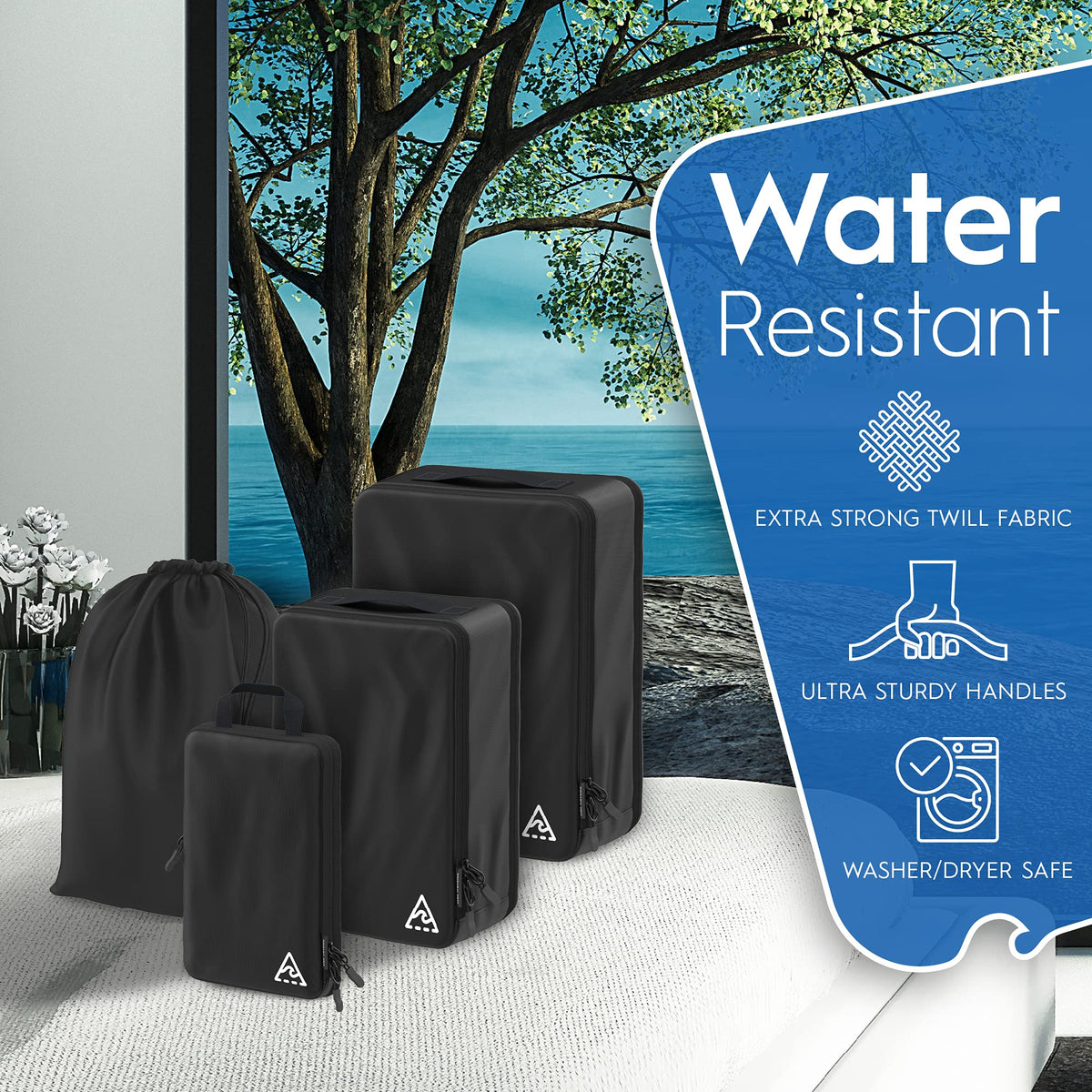 4-Piece Deluxe Compression Packaging Cube - Maximize Space In Luggage With Hybridmax Double Capacity Compression Cube Design, Luxury Compact Packing Cube Compression, Large, Small, & Medium Set