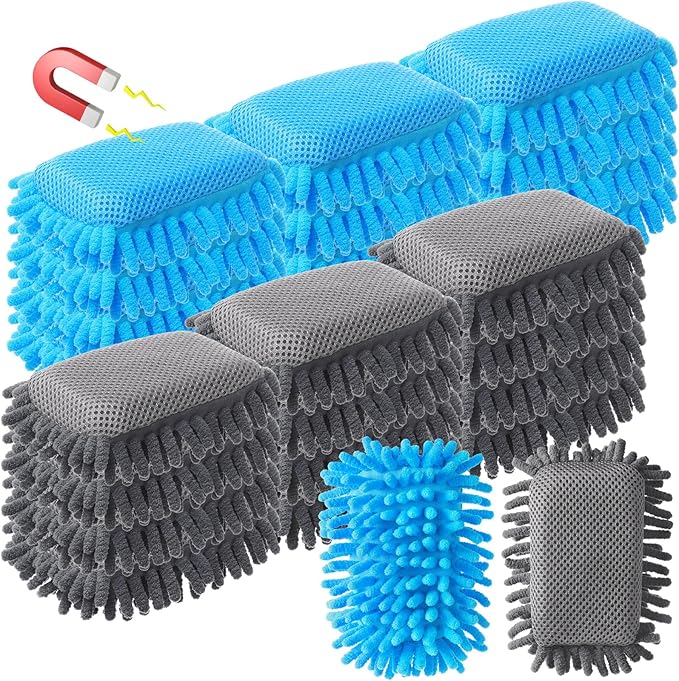Sherr 24 Pcs Magnetic Whiteboard Eraser School Erase Erasers Microfiber Washable White Board Eraser for Chalk Classroom Home Office(Blue,Gray)