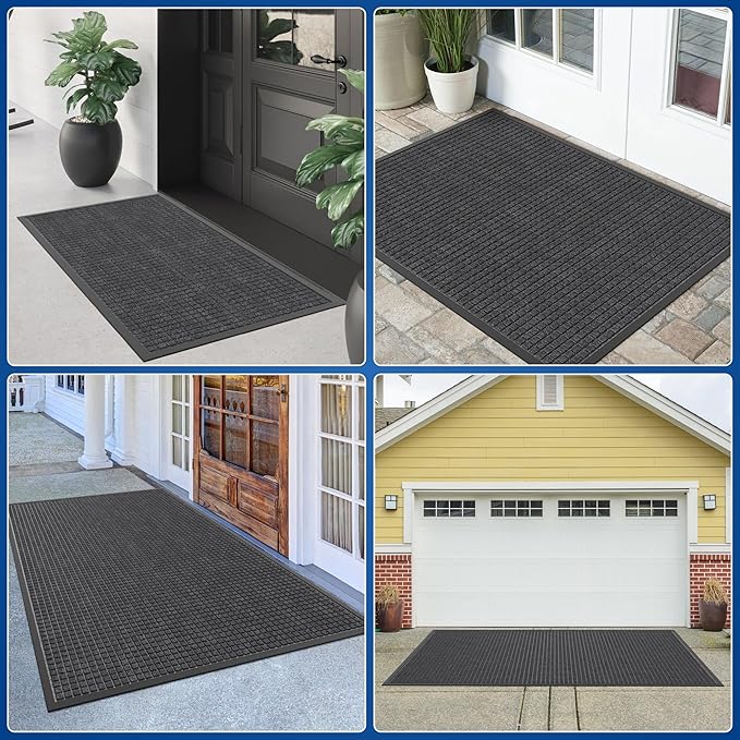 Durable Front Door Mat, 72" x 24" Heavy Duty Indoor Outdoor Doormat for Entryway, Non-Slip Rubber Backing, Stain and Fade Resistant Commercial Floor Mat for Home Office Entry